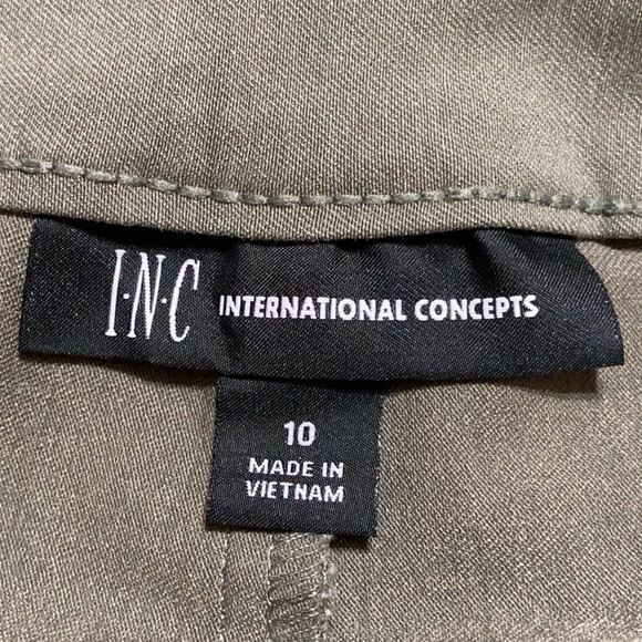 WOMEN’S INC international concepts lace inset crop pants moss green size 10 - Picture 5 of 6